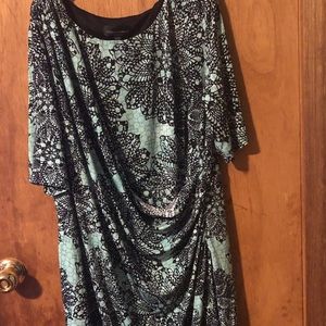 Blue mint and black dress.
